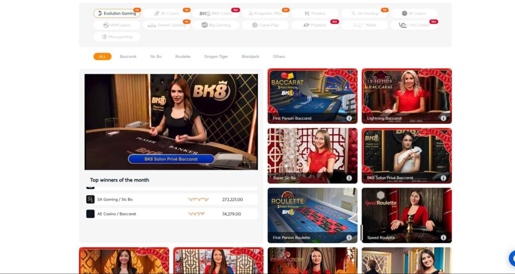 BK8 live casino