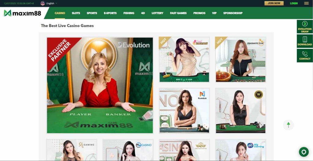 Maxim88 live casino